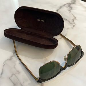 Tom Ford Sunglasses, gold and black, used and well worn but no major scratches